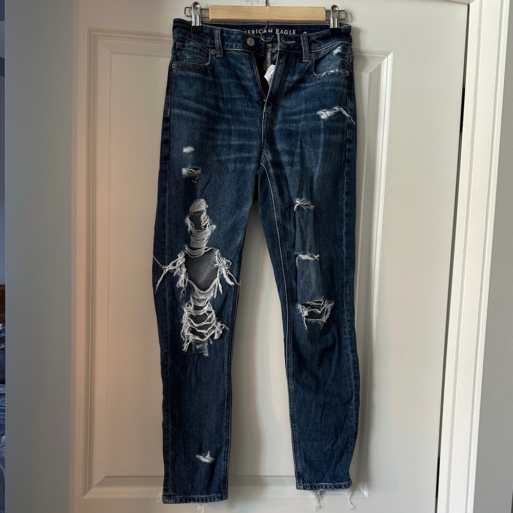 American Eagle Outfitters Women's Ripped Dark Blue Skinny Jeans